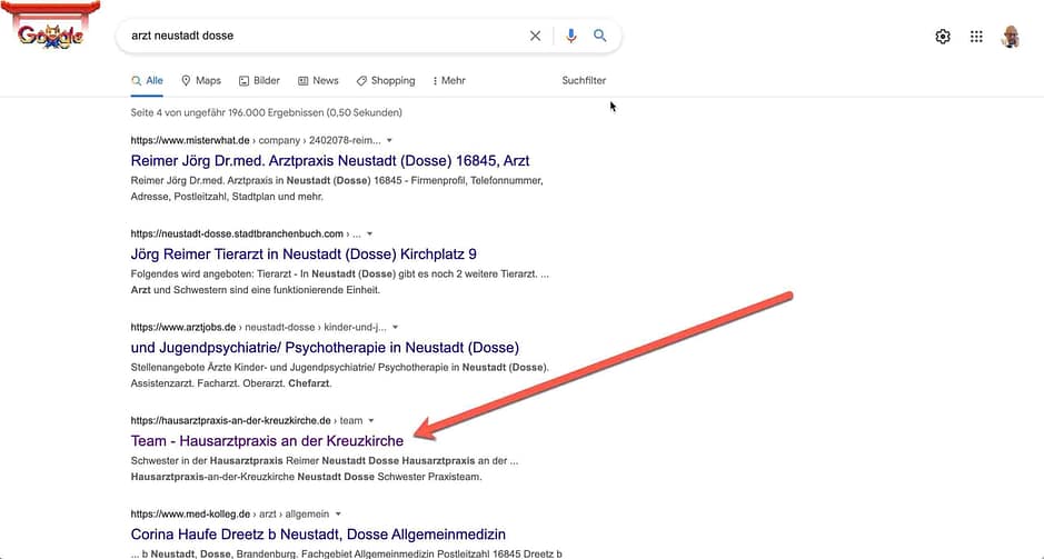 Sichtbarkeit0 Webseite: Sichtbarkeit der Praxis-Webseite