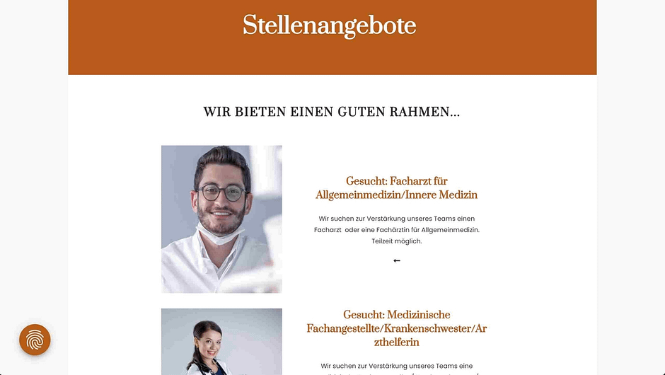 Seite Stellenangebote0 Webdesign Arztpraxis - eigene Stellenagebote